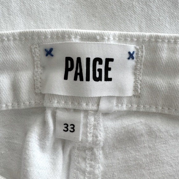 Anthropologie Paige Cindy High Rise Straight Leg Jeans White Noise Wash Size 33 - Picture 8 of 15